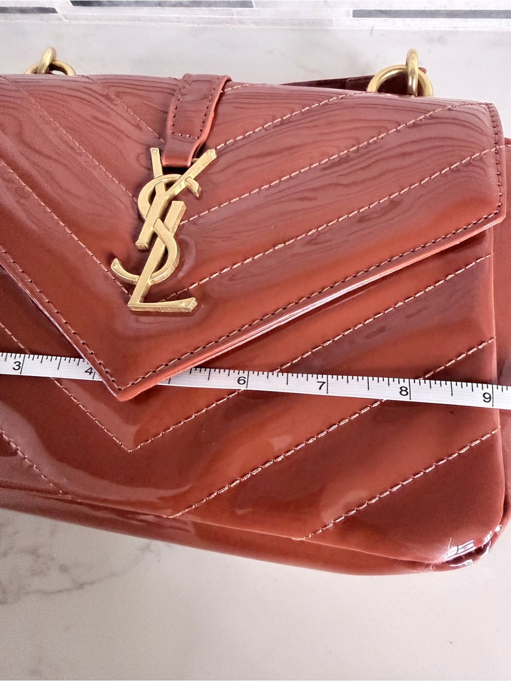 Saint Laurent brown Patent Leather Small Top Handle Bag - Picture 4 of 6